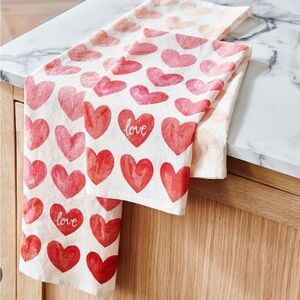 Pottery Barn Red Heart Kitchen Towel